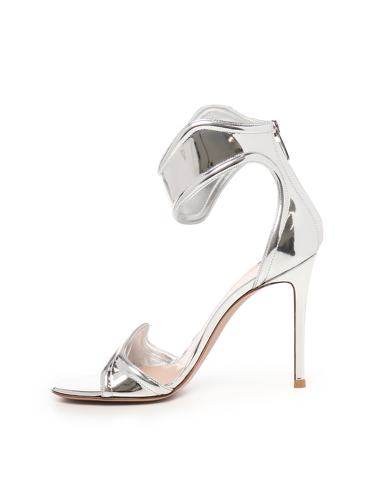 Gianvito Rossi Lucrezia Silver Mirror Effect Sandals In Silver