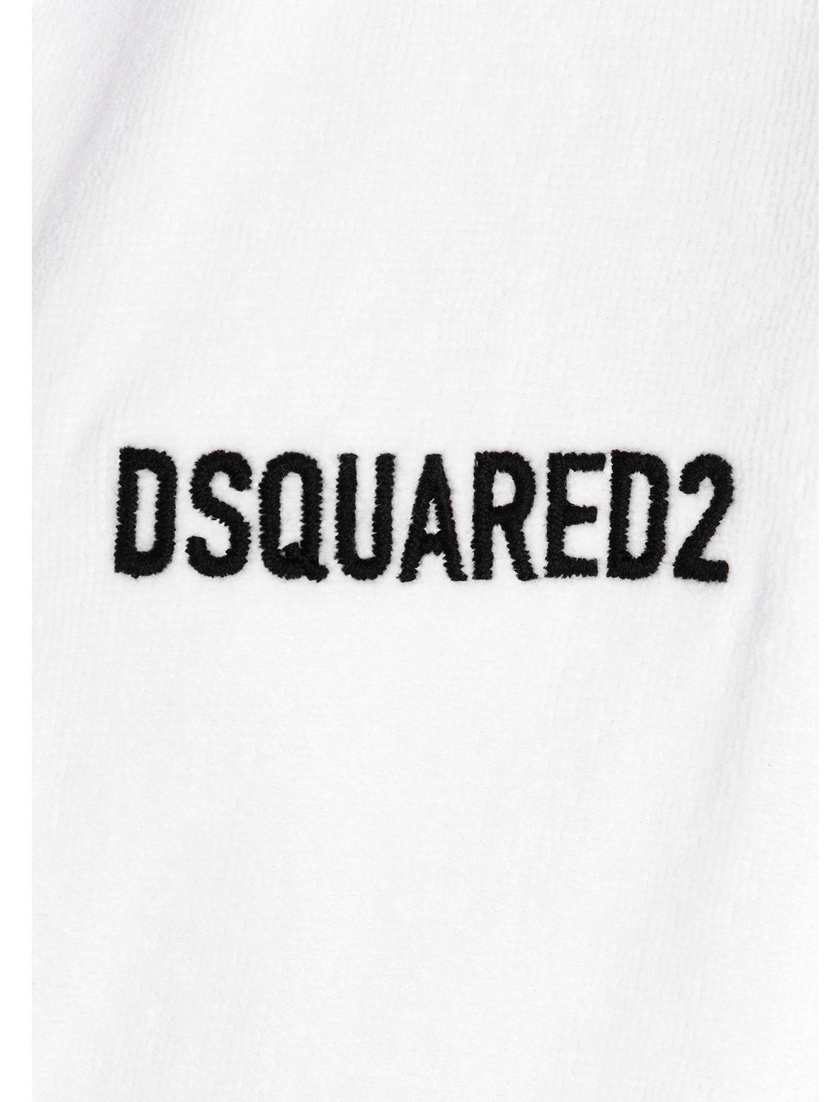 Shop Dsquared2 Logo Embroidered Belted Bath Robe In White