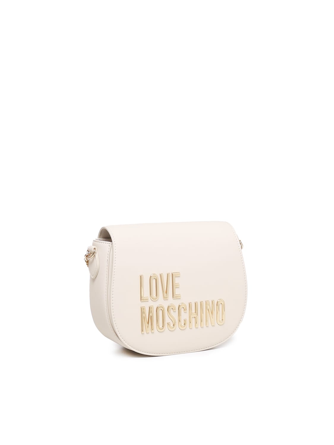 Shop Love Moschino Logo Shoulder Bag In Avorio