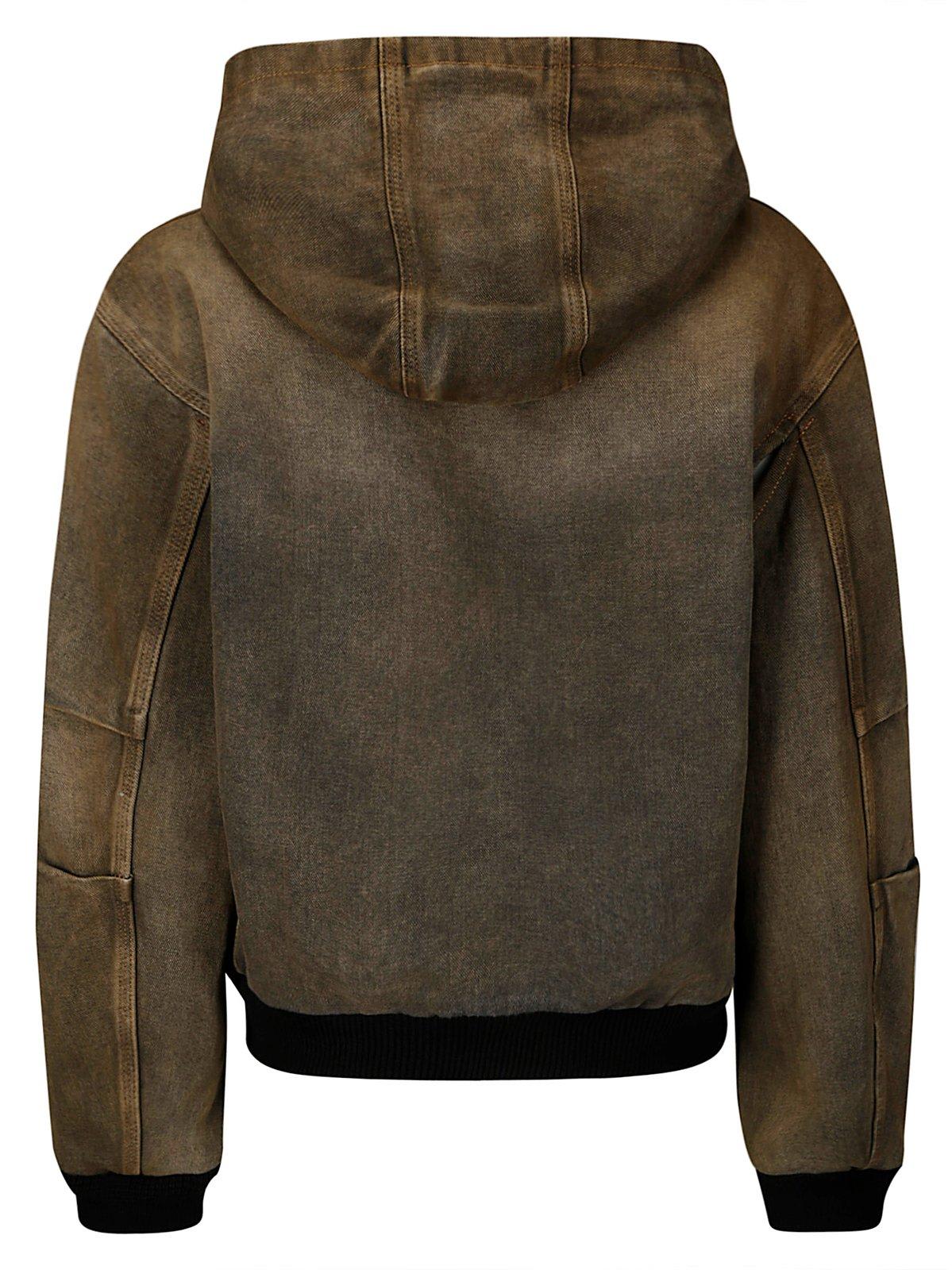 Shop Mm6 Maison Margiela Zip-up Hooded Jacket In Brown