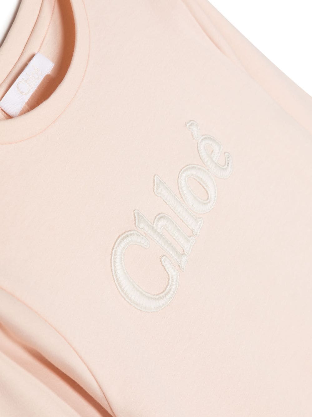 Shop Chloé Chloe T-shirt Bianca Cipria In Jersey Di Cotone Bambina In Rosa