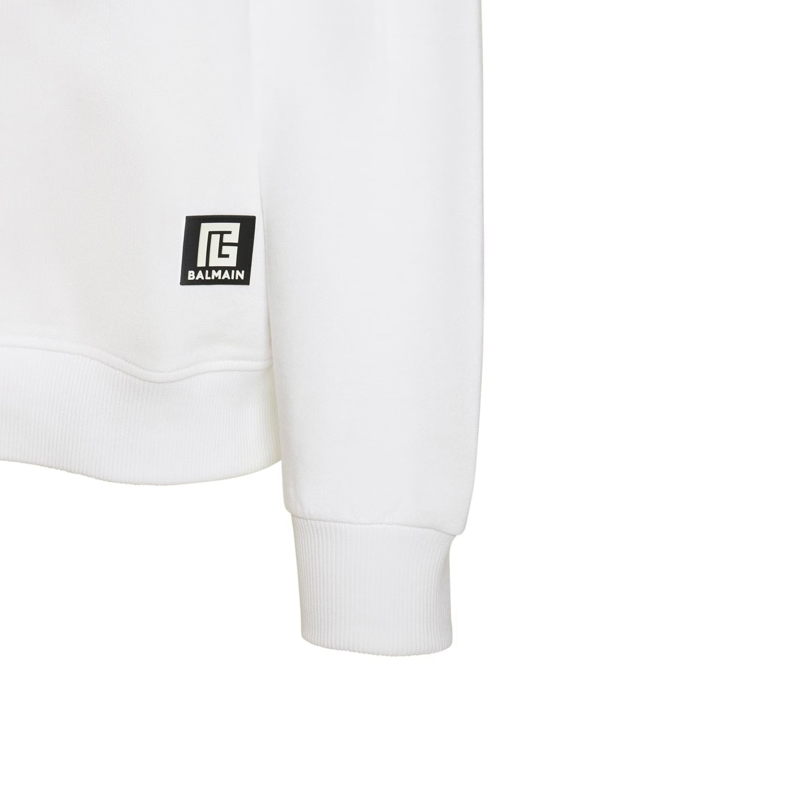 Shop Balmain Logo Sweartshirt In White