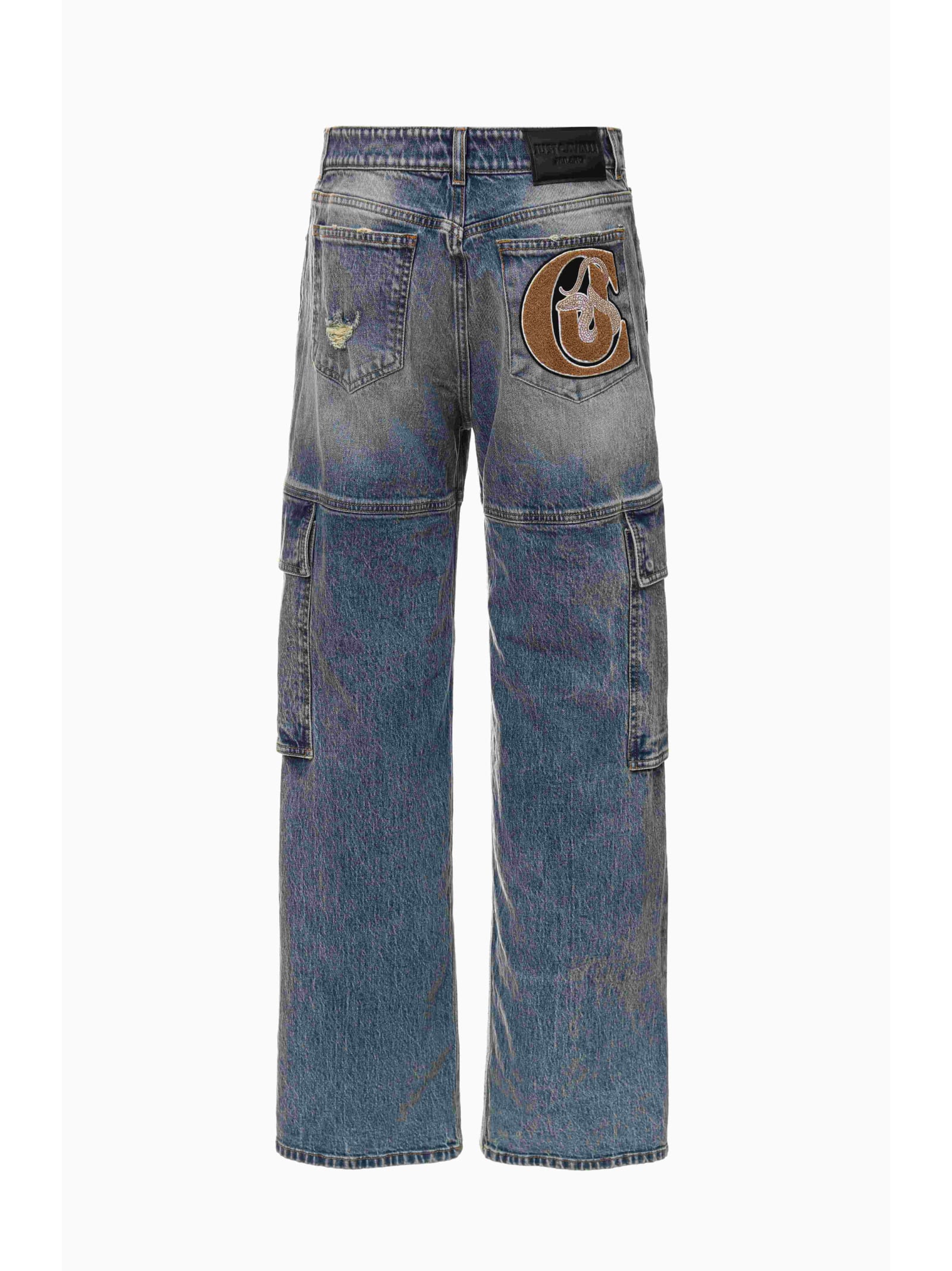 Shop Just Cavalli 5 Pocket Pants In Blue