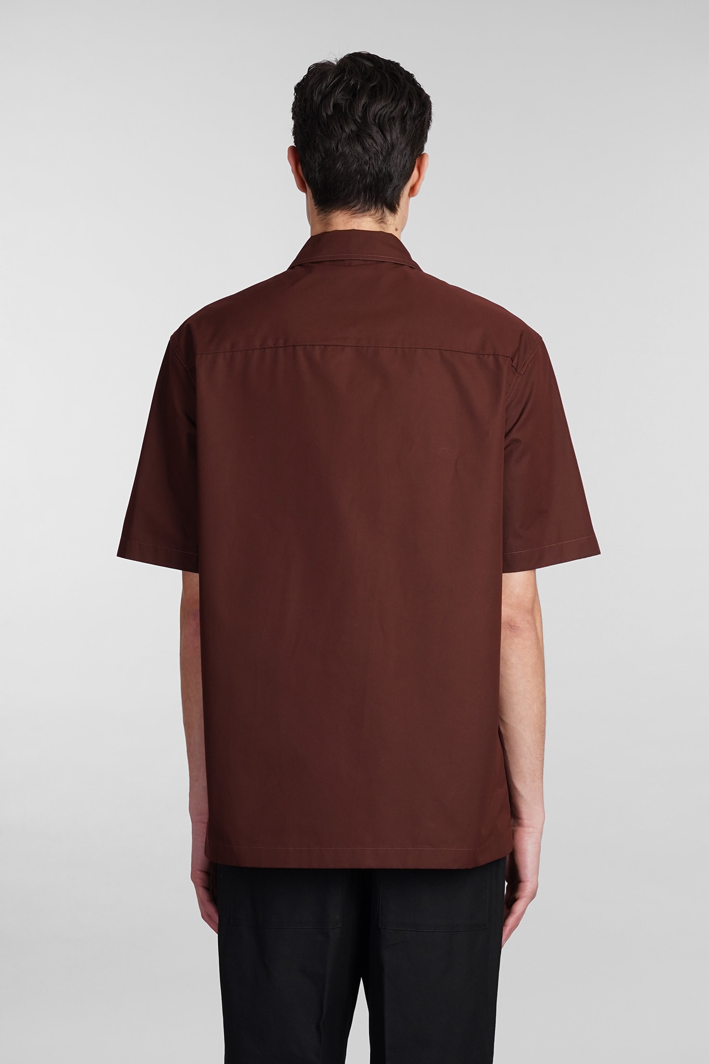 Shop Jil Sander Shirt In Bordeaux Cotton