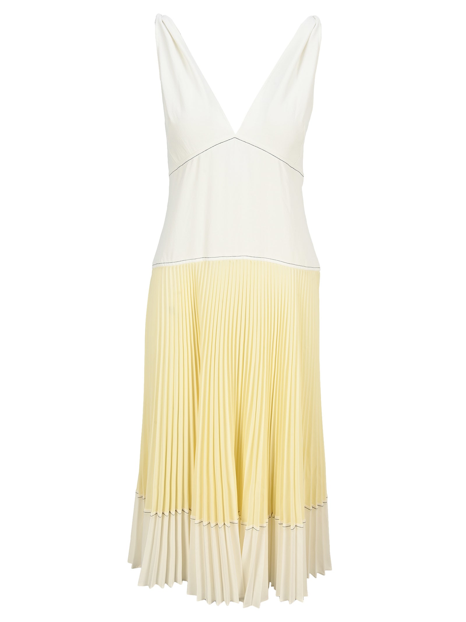 Proenza Schouler Crepe Colorblock Pleated Dress