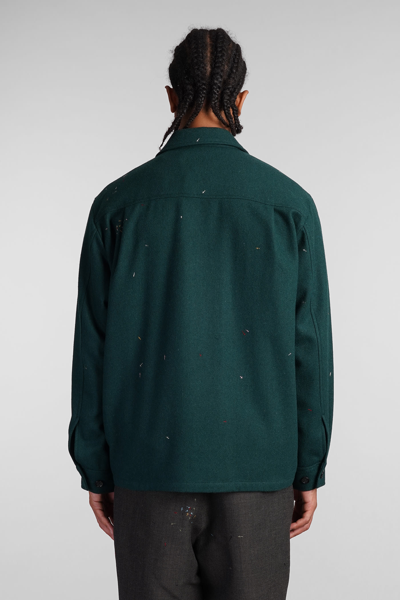 Shop Undercover Casual Jacket In Green Wool