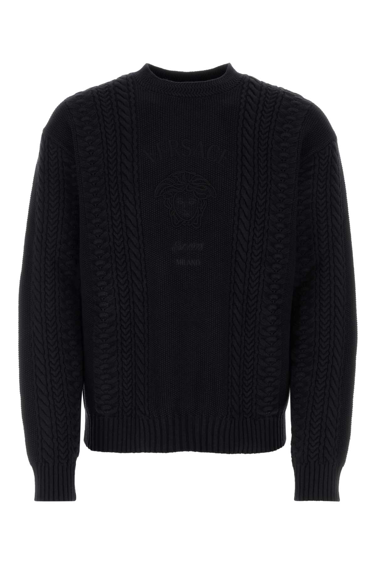 Shop Versace Black Cotton Blend Sweater