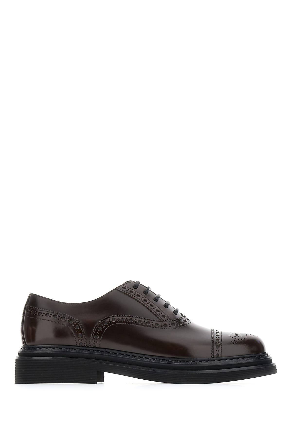 Shop Dolce & Gabbana Chocolate Leather Lace-up Shoes In 80048