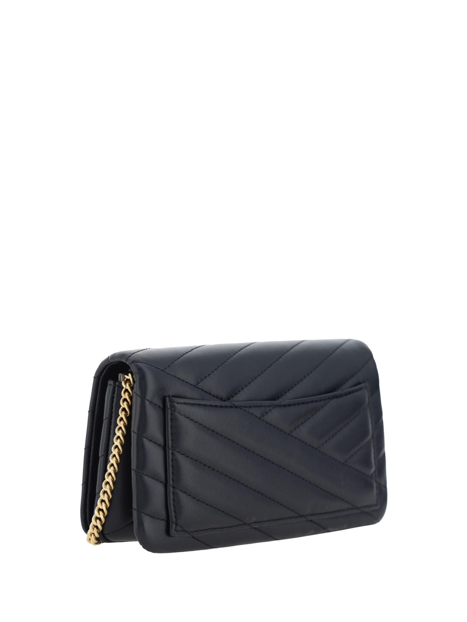 Shop Tory Burch Kira Chevron Shoulder Wallet In Black