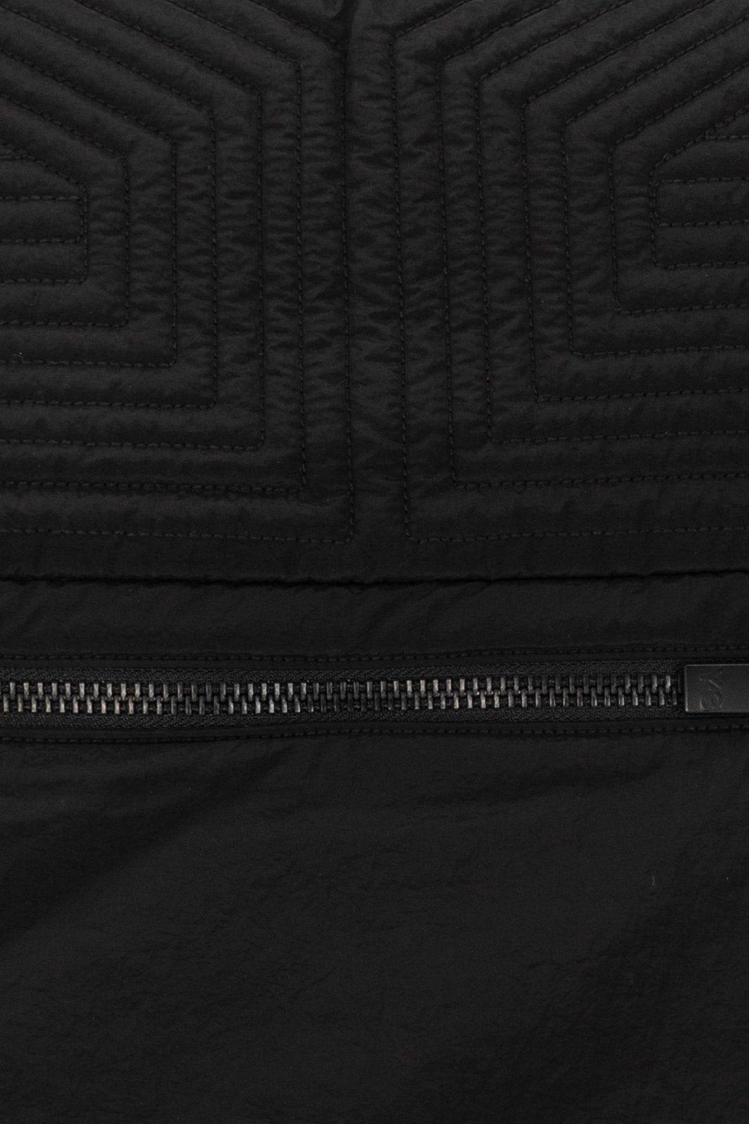 Shop Y-3 Logo-printed Zip-detailed Quilted Scarf In Black