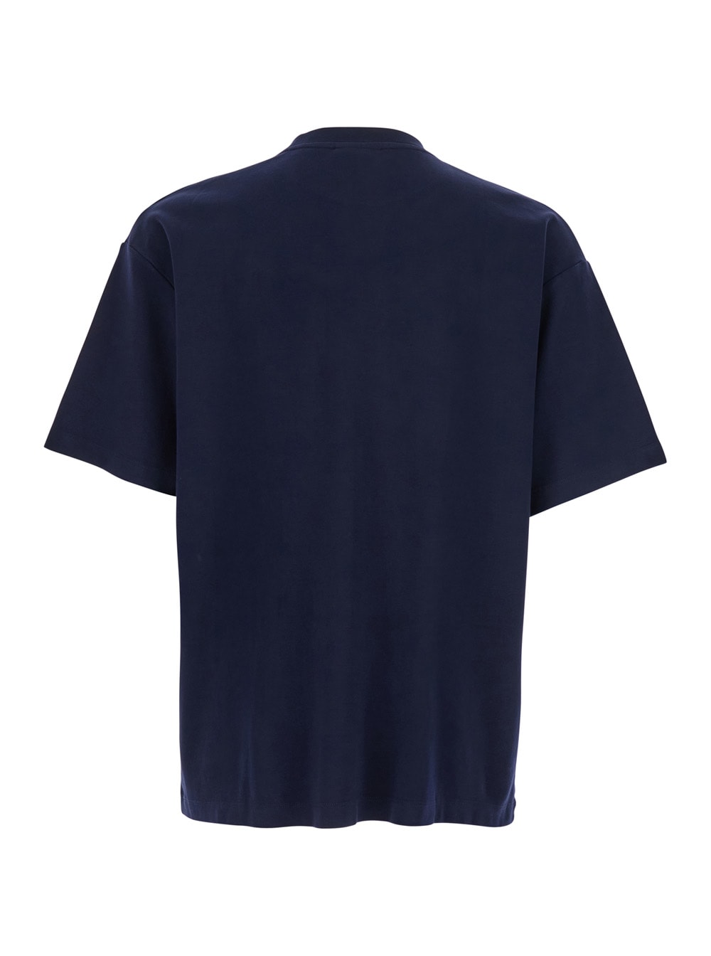 Drôle De Monsieur Le T-shirt Slogan Classique Blue Crewneck T-shirt With Slogan Print Detail On The Front In Cotton Ma In Blue