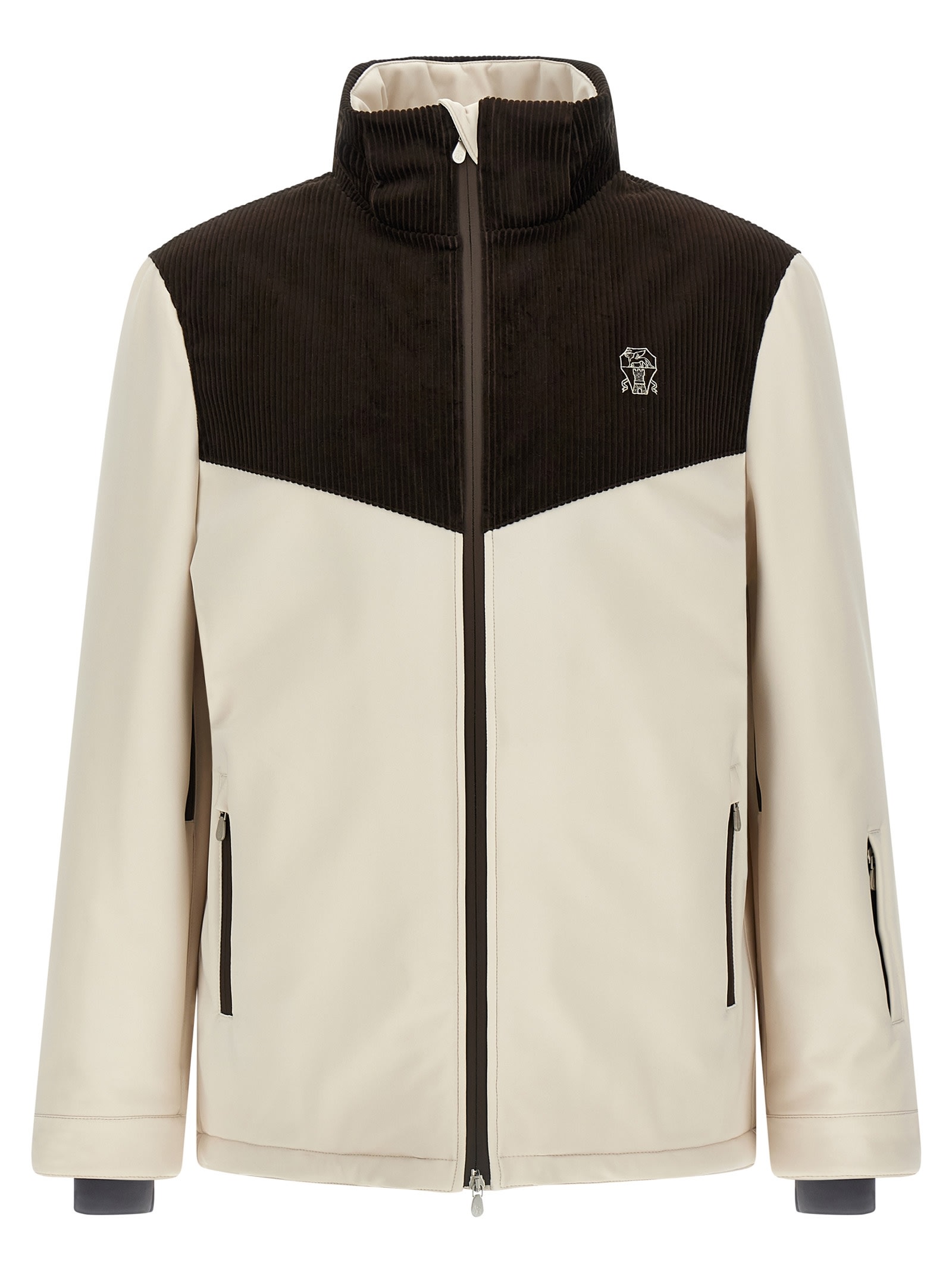 Brunello Cucinelli Corduroy Insert Ski Jacket In Neutral