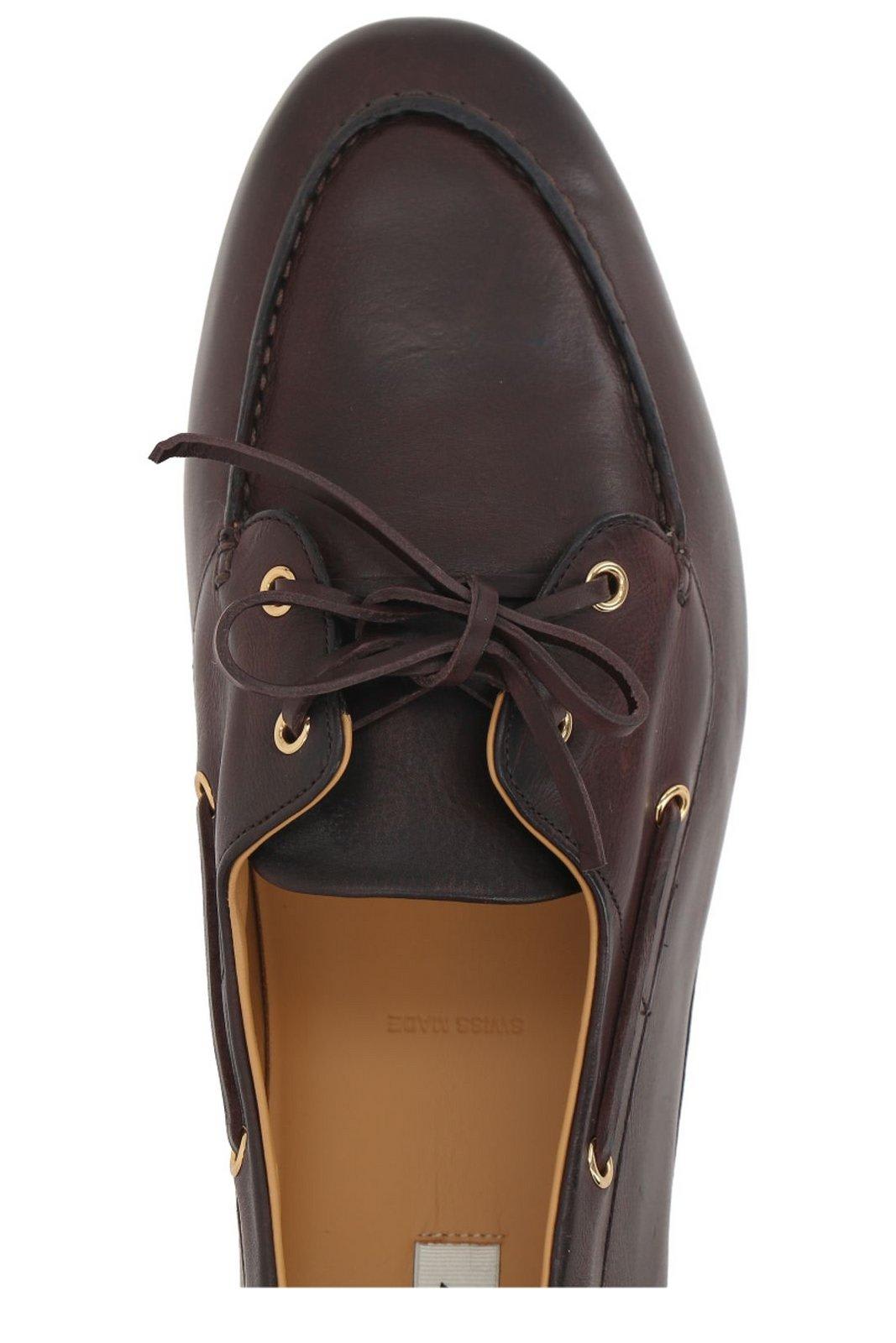 Bally Apron Toe Stacked Heel Loafers With Eyelet Detailing In Ebano50