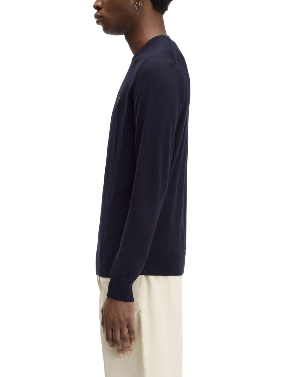 Fred Perry Mens Classic Crew Neck Jumper Nos In Blue