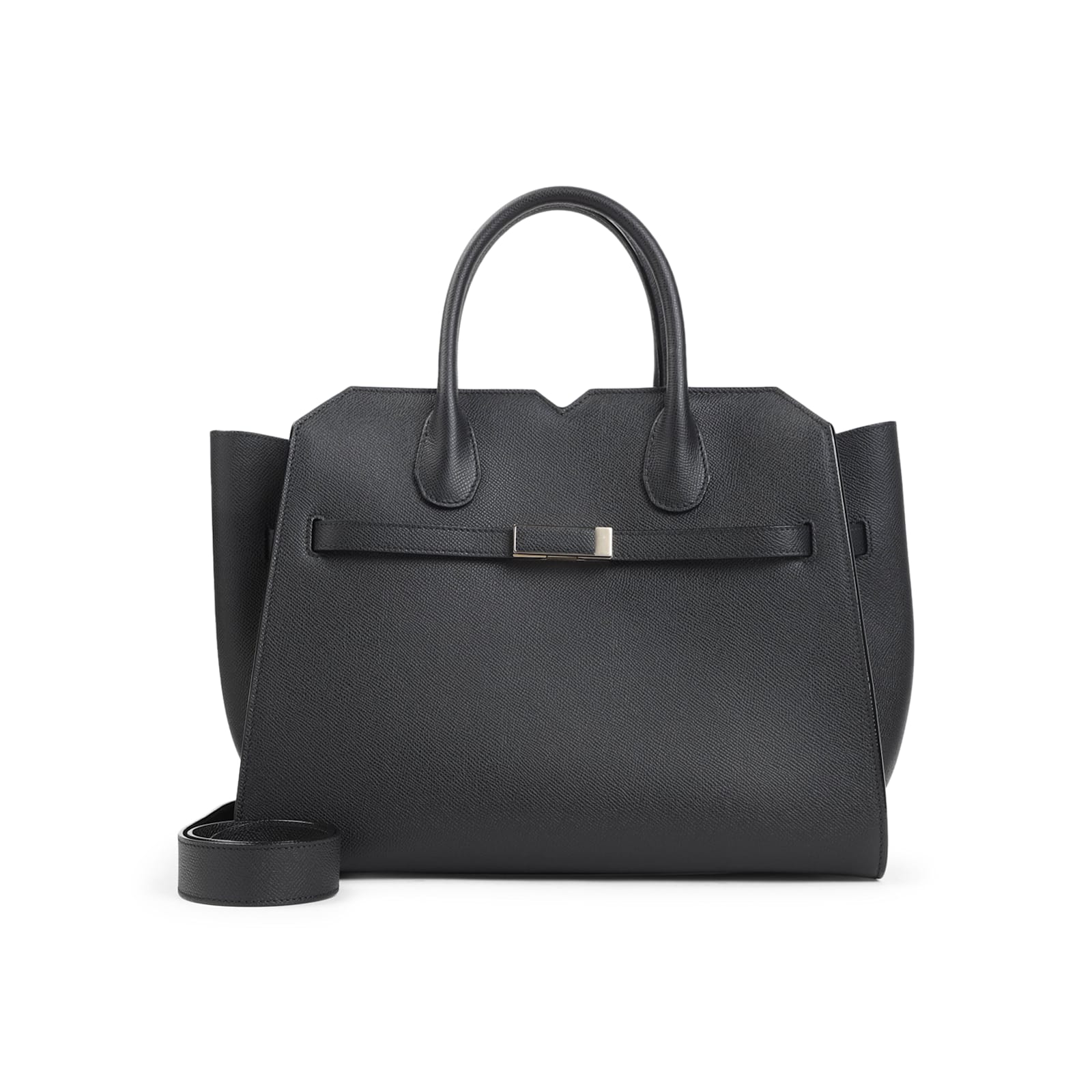 Valextra Structured Calf Leather Shoulder Bag In Black