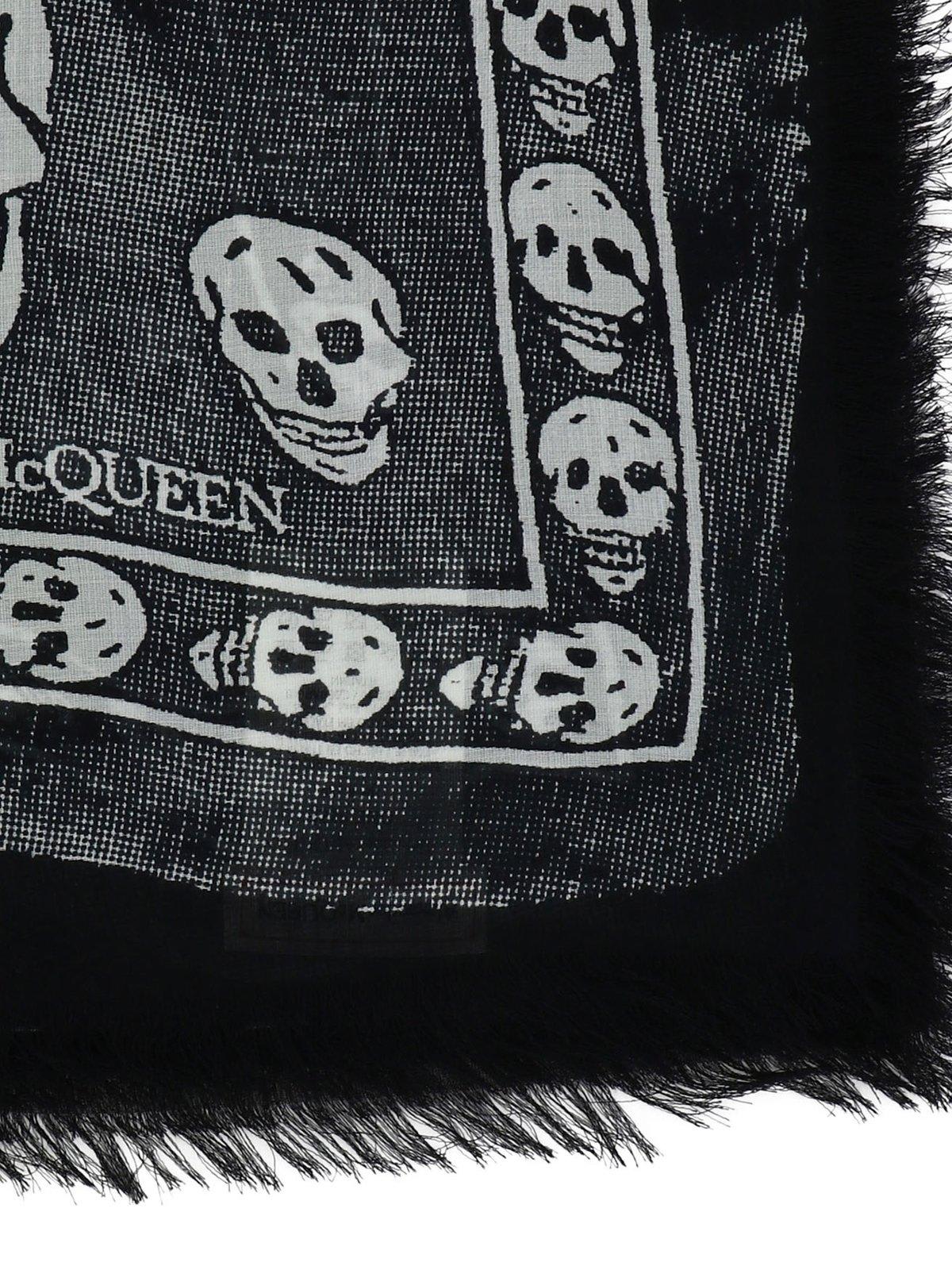 Shop Alexander Mcqueen Skull Printed Scarf In Black