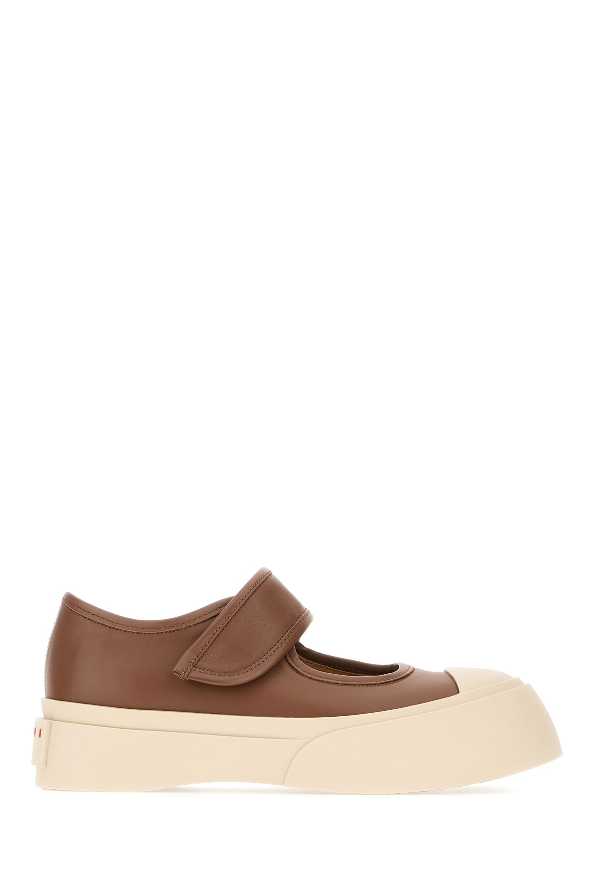 Marni Chocolate Nappa Leather Mary Jane Ballerinas In Cigar