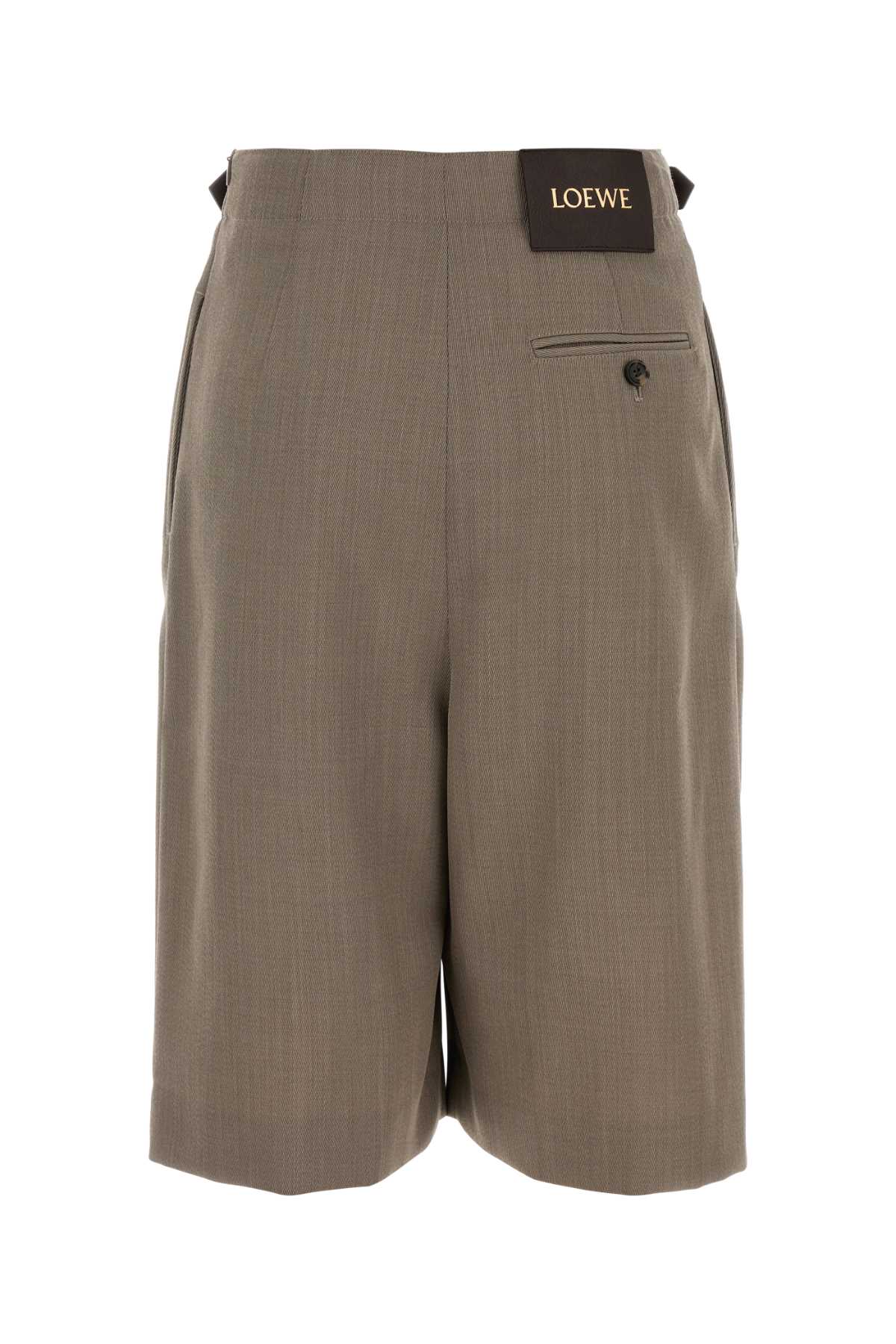 Loewe Cappuccino Wool Bermuda Shorts In Brown