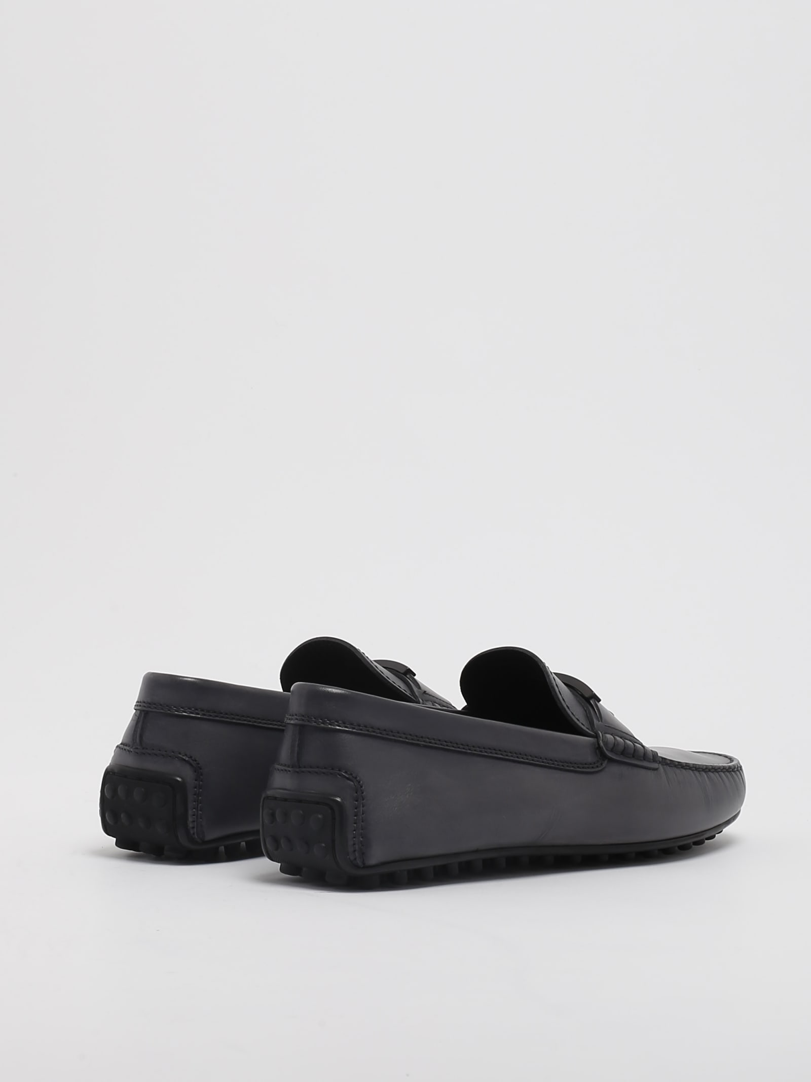 Shop Tod's City Gommino T Piatta Loafers In Grigio Fumo