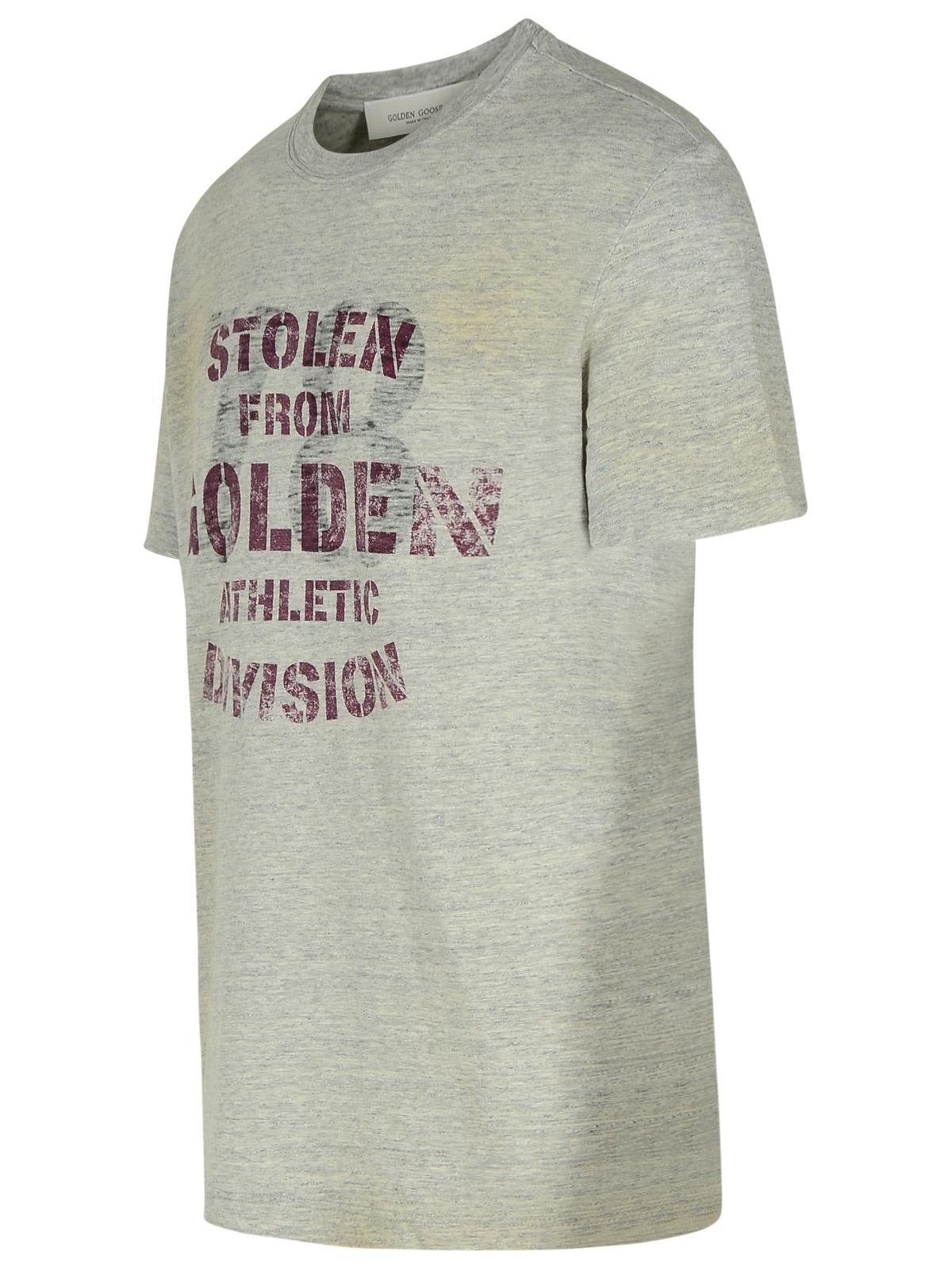 Shop Golden Goose Gray Cotton T-shirt In Grey Melange/multicolor