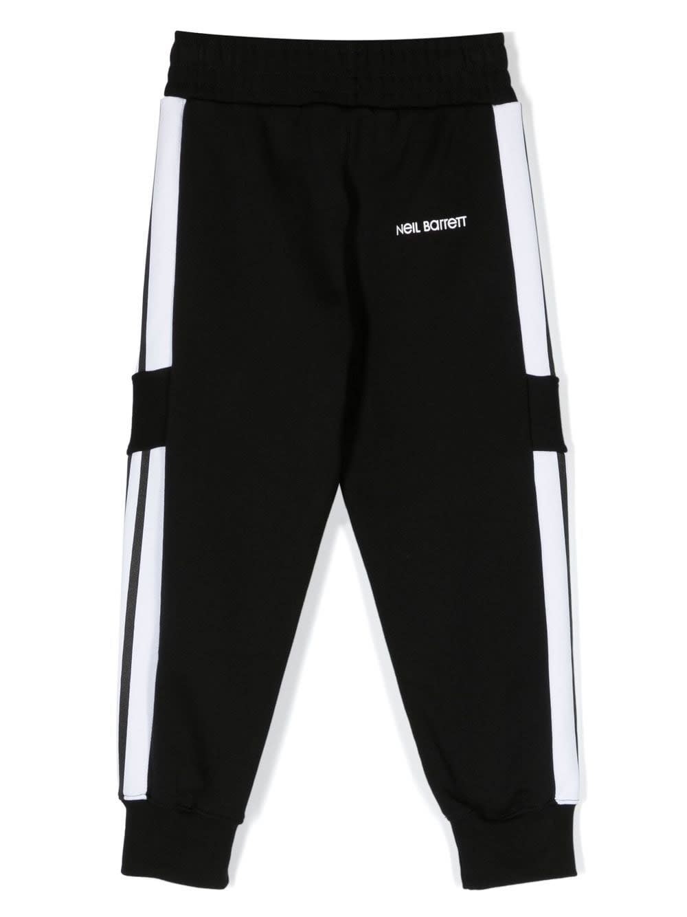 Shop Neil Barrett Sports Trousers With Print In Black