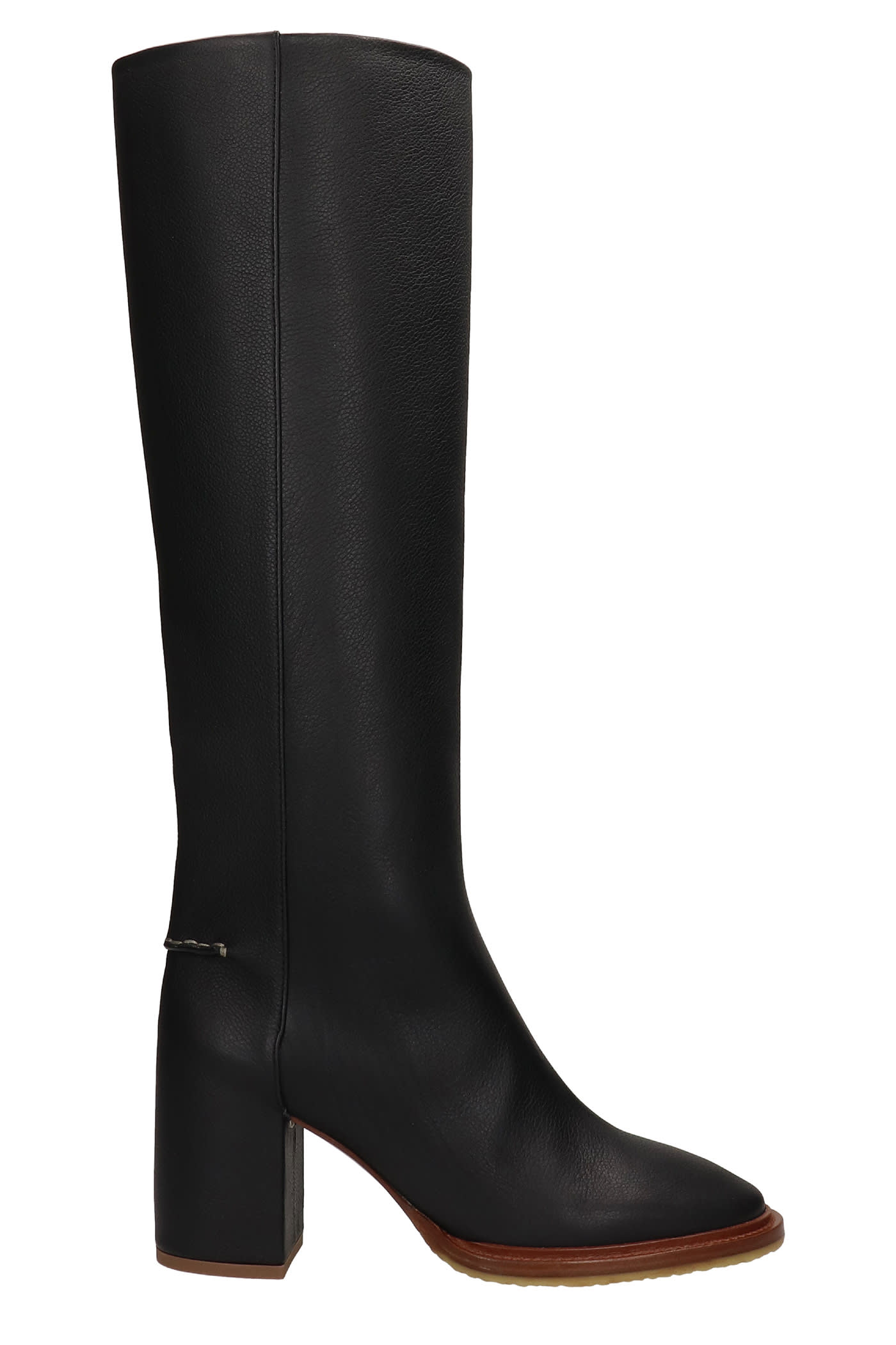 Chloé Edith Low Heels Boots In Black Leather