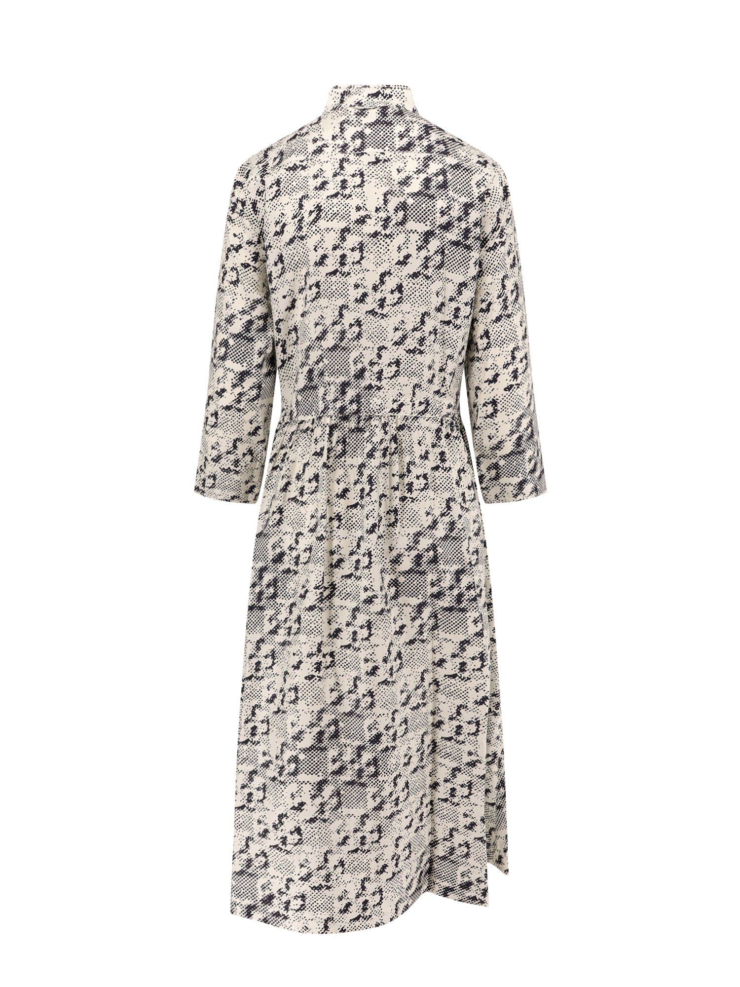 Tory Burch Silk Dress With Pixelated Logo Print