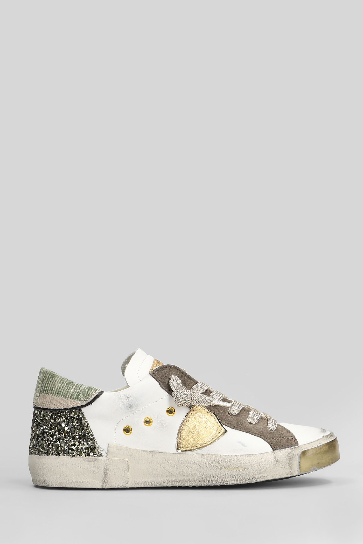 Philippe Model Prsx Low Sneakers In White Leather In White