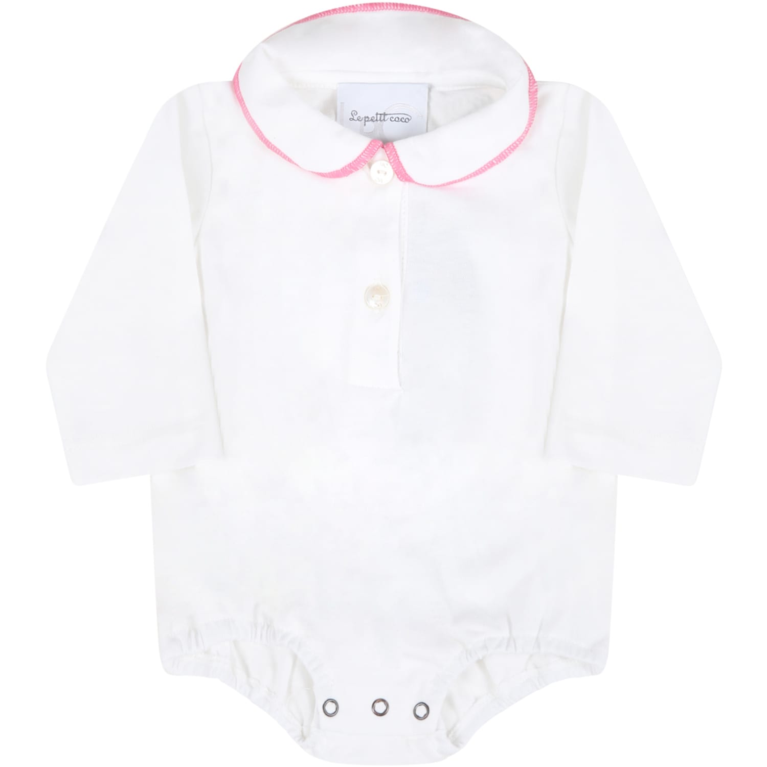 Le Petit Coco White Bodysuit For Babykids