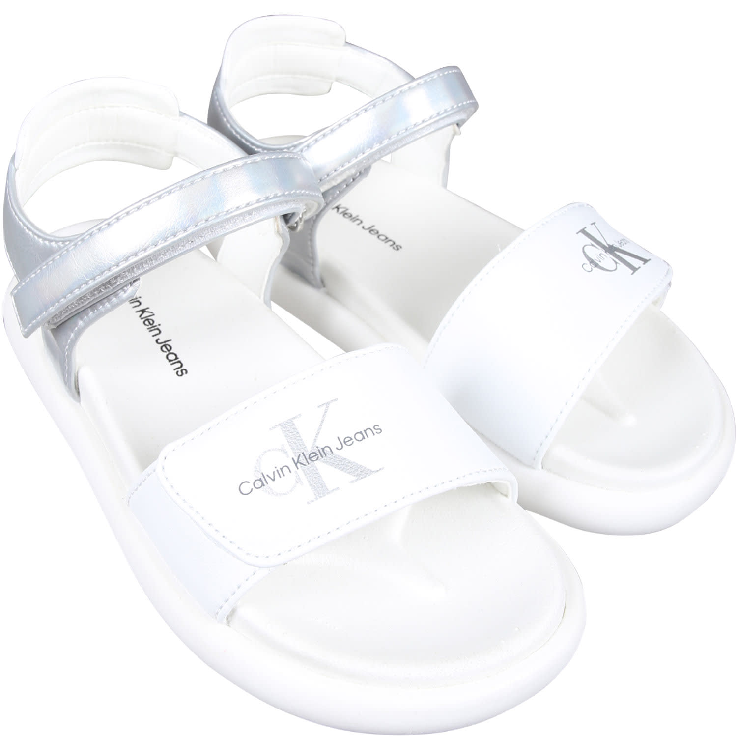 Shop Calvin Klein White Sandals For Girl With Logo