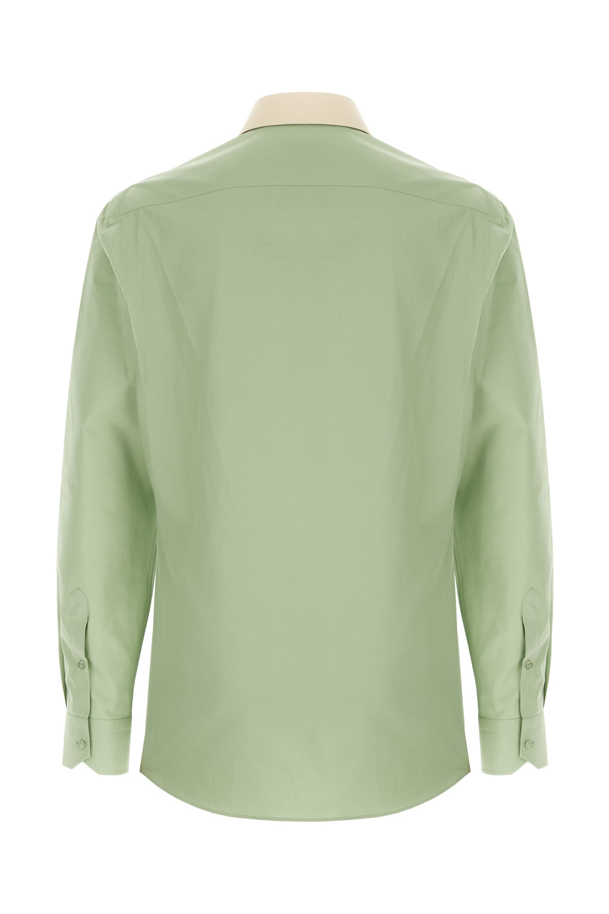 Fendi Contrast-collar Logo-embroidered Shirt In Green