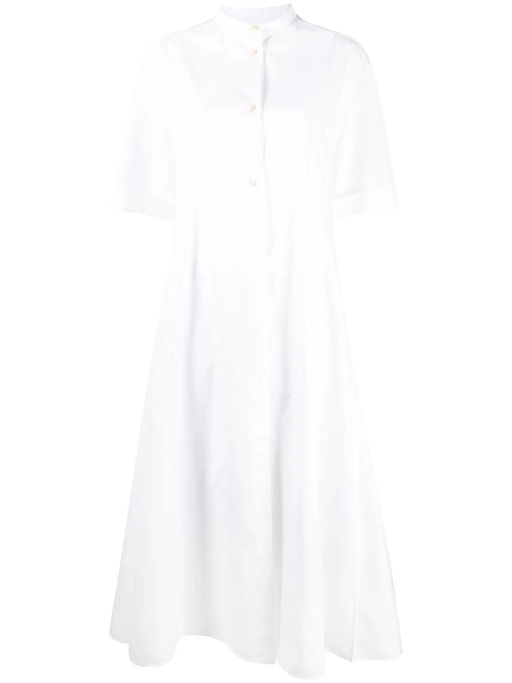 Jil Sander Button-up White Midi Dress With Relaxed Fit In White