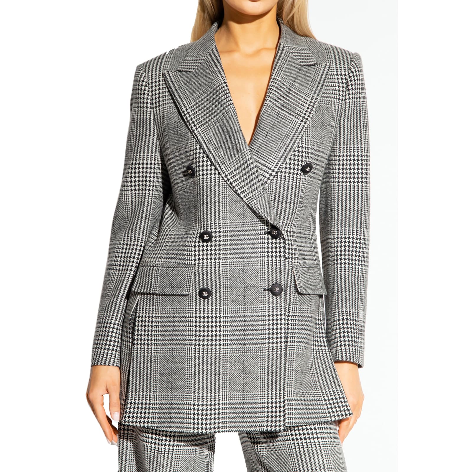 Shop Dolce & Gabbana Double-breasted Blazer In Gray