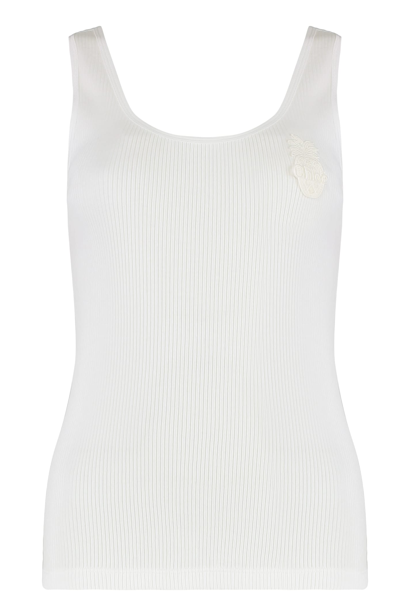 Chloé Ribbed Tank Top In White