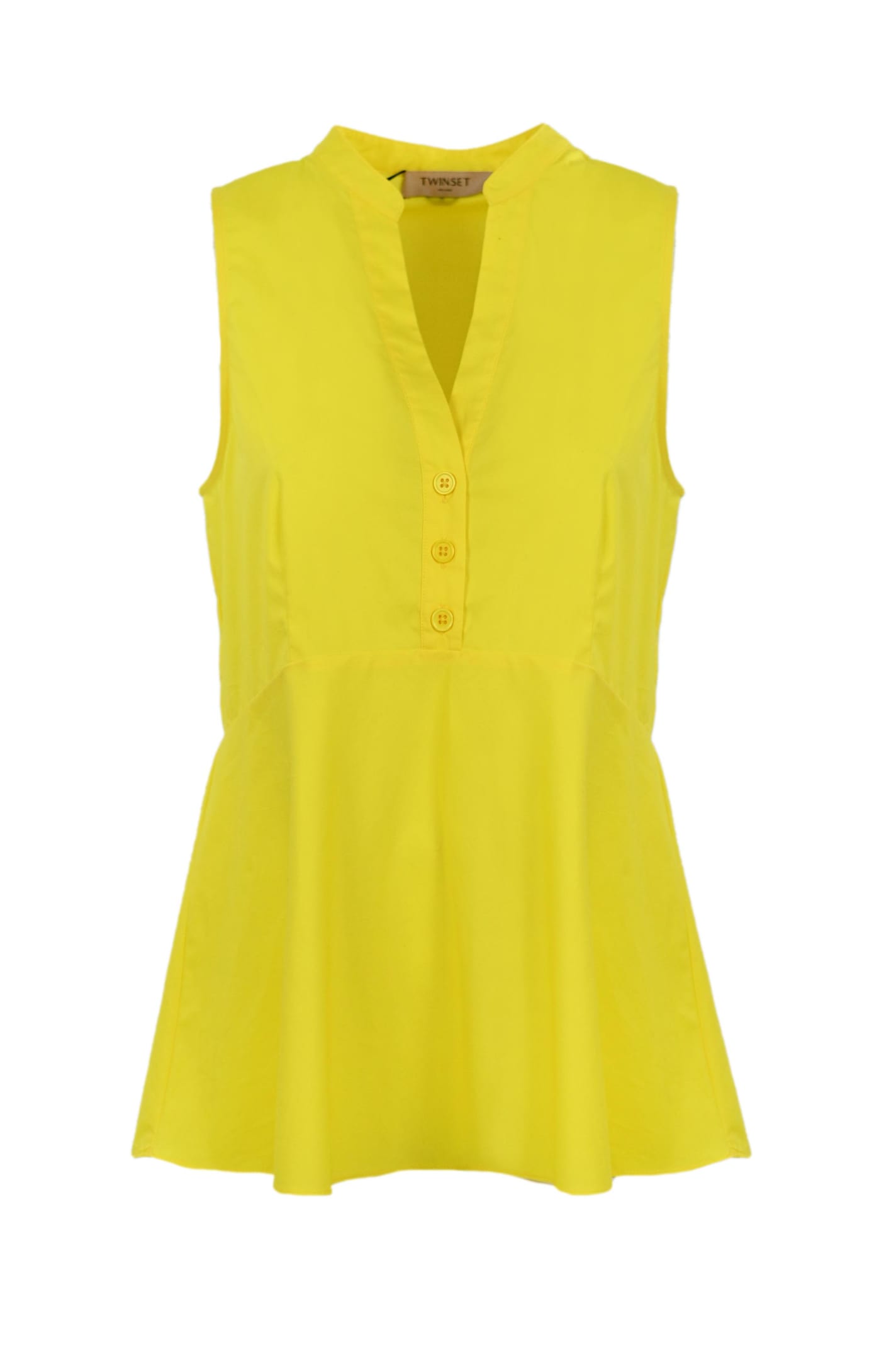 Twinset Guru Neck Sleeveless Shirt In Giallo Sole