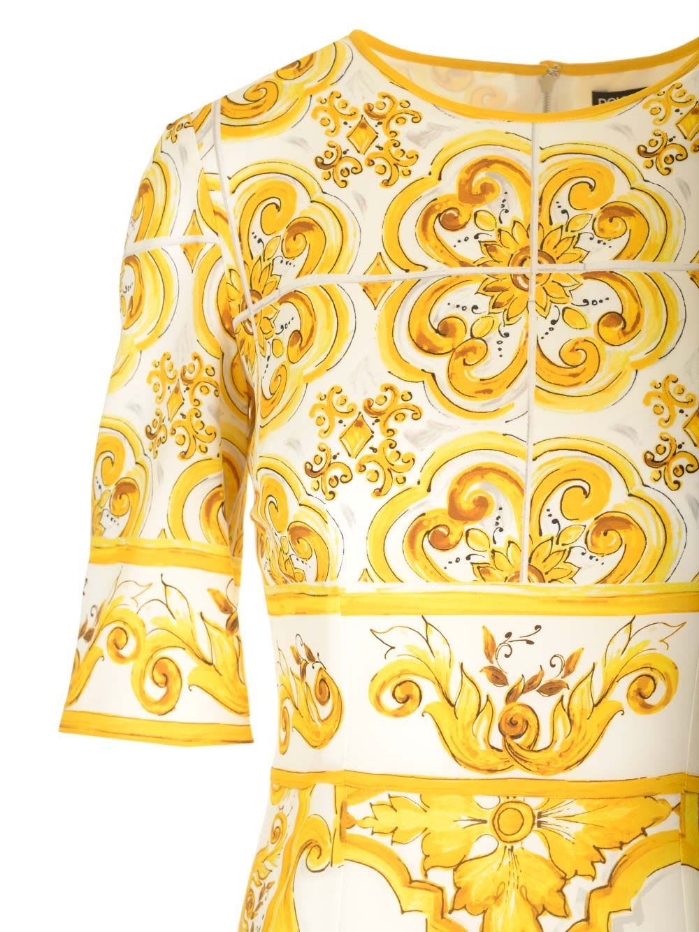 Shop Dolce & Gabbana Midi Dress In Yellow