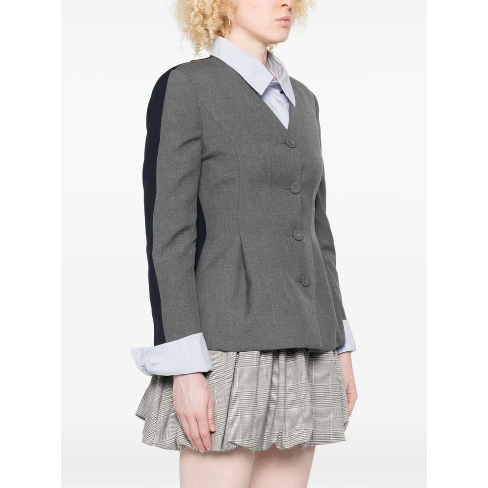 Vivetta Button-front Panelled Jacket In Gray