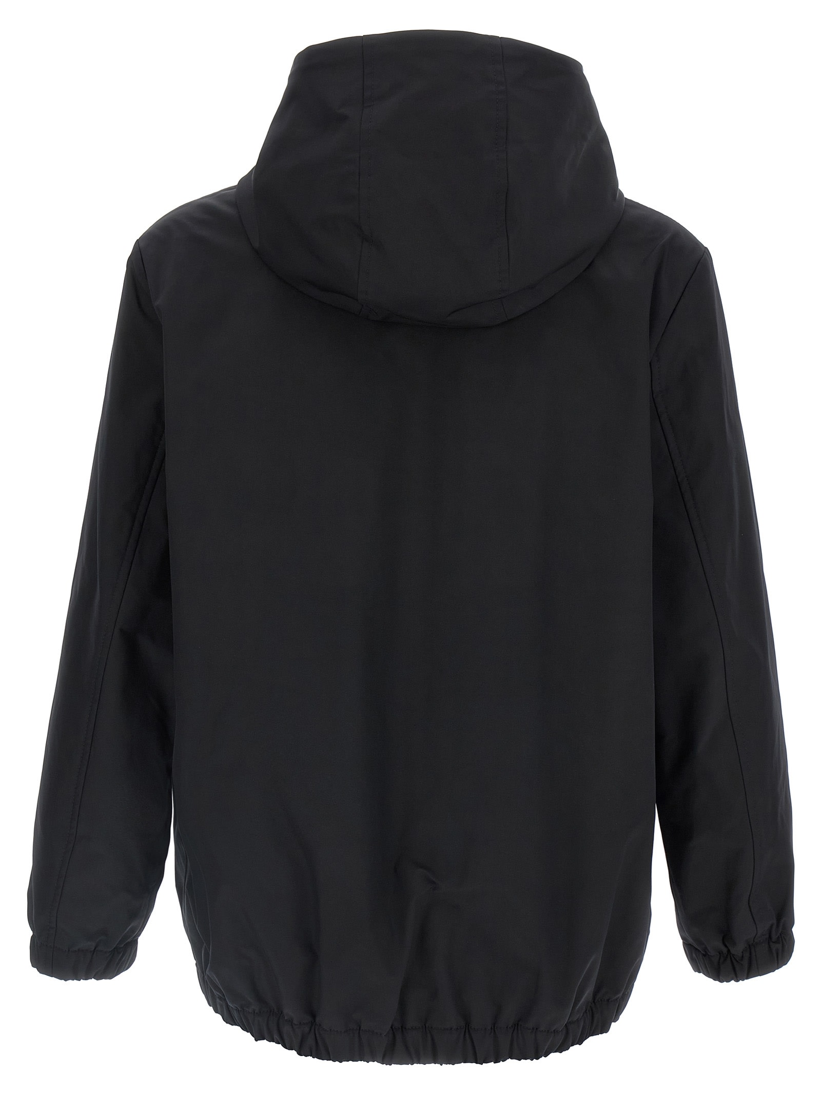 Valentino Garavani Nylon Hooded Jacket With Drawstring In Black