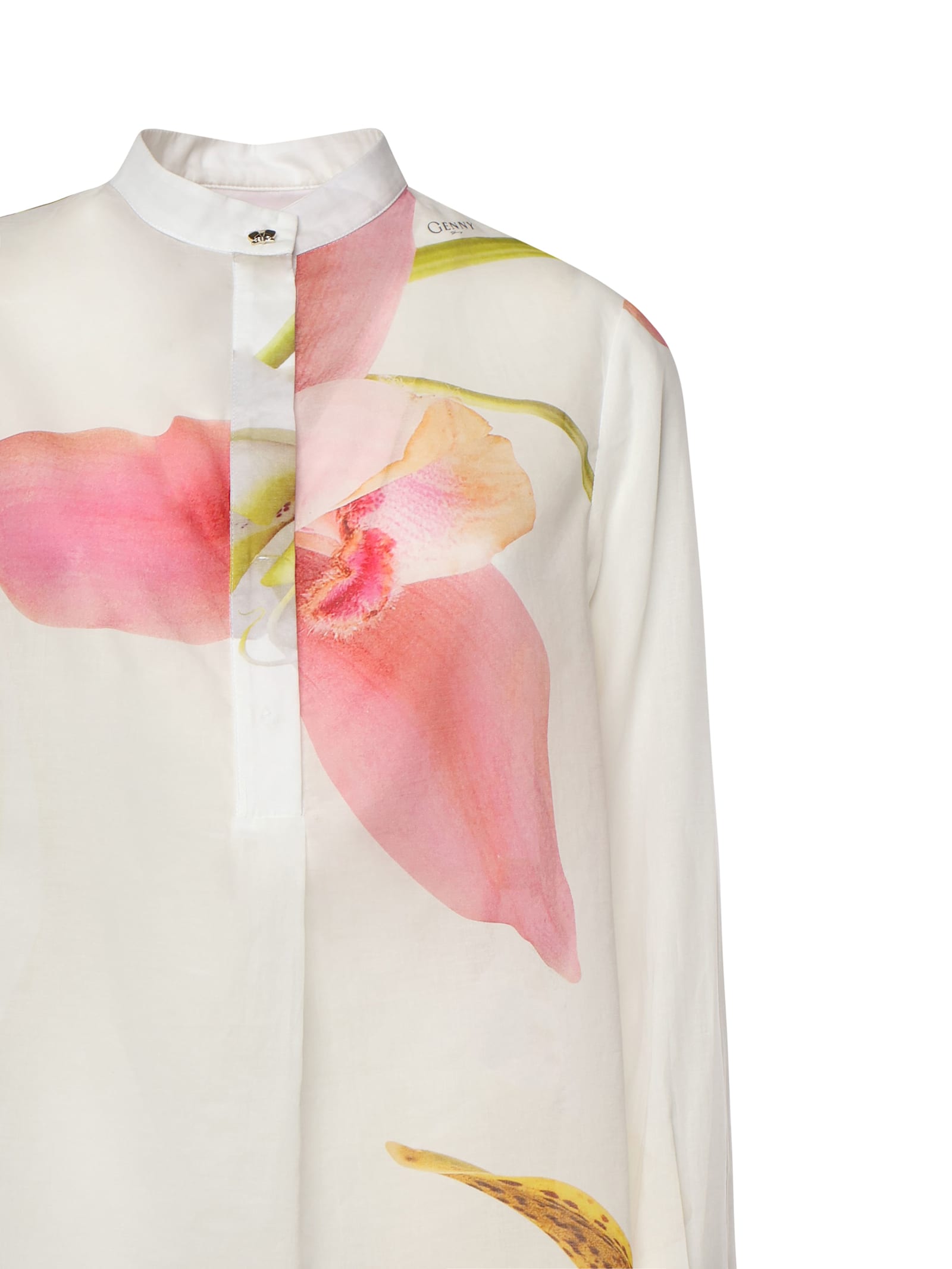 Shop Genny Orchid Print Blouse In White