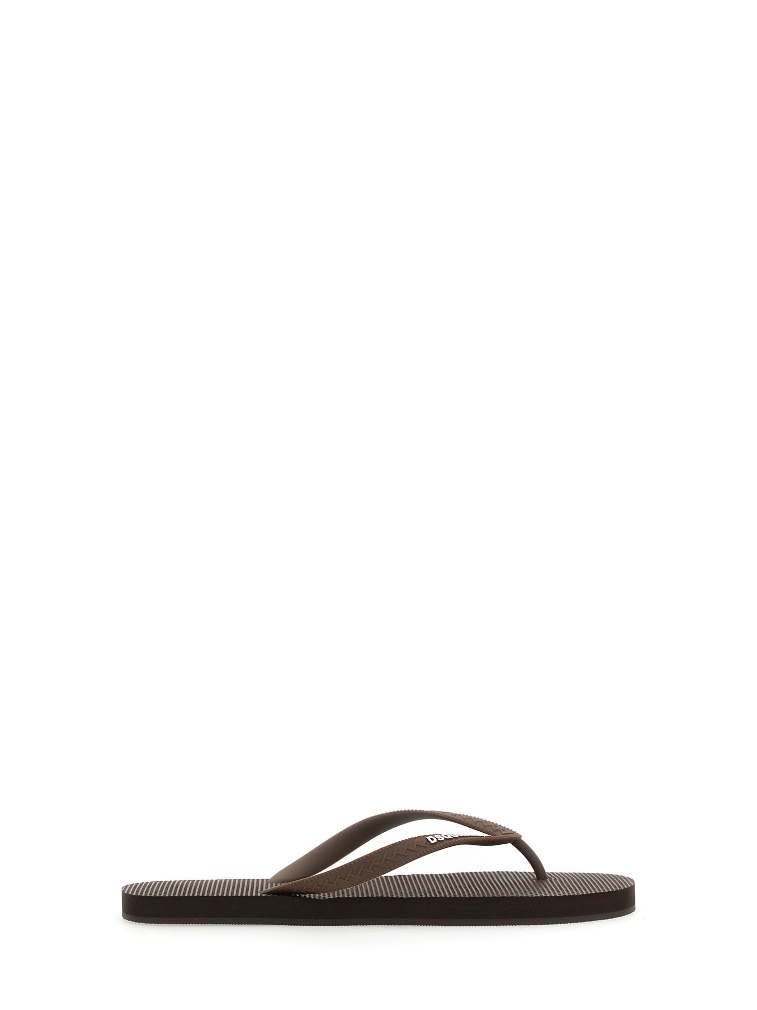 Dsquared2 Rubber Thong Sandal In Marrone