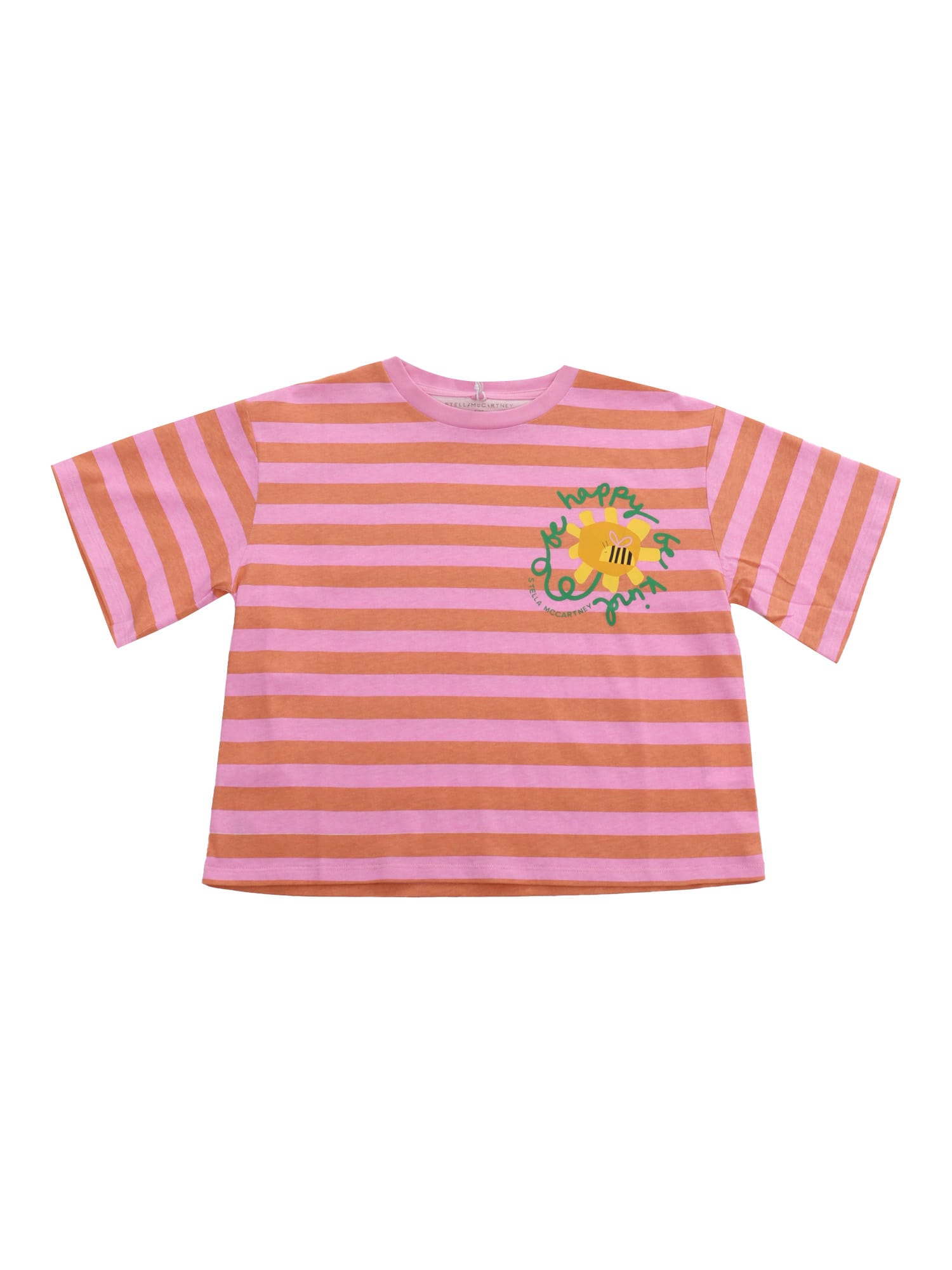 Stella Mccartney Kids' Striped Pink Crop T-shirt