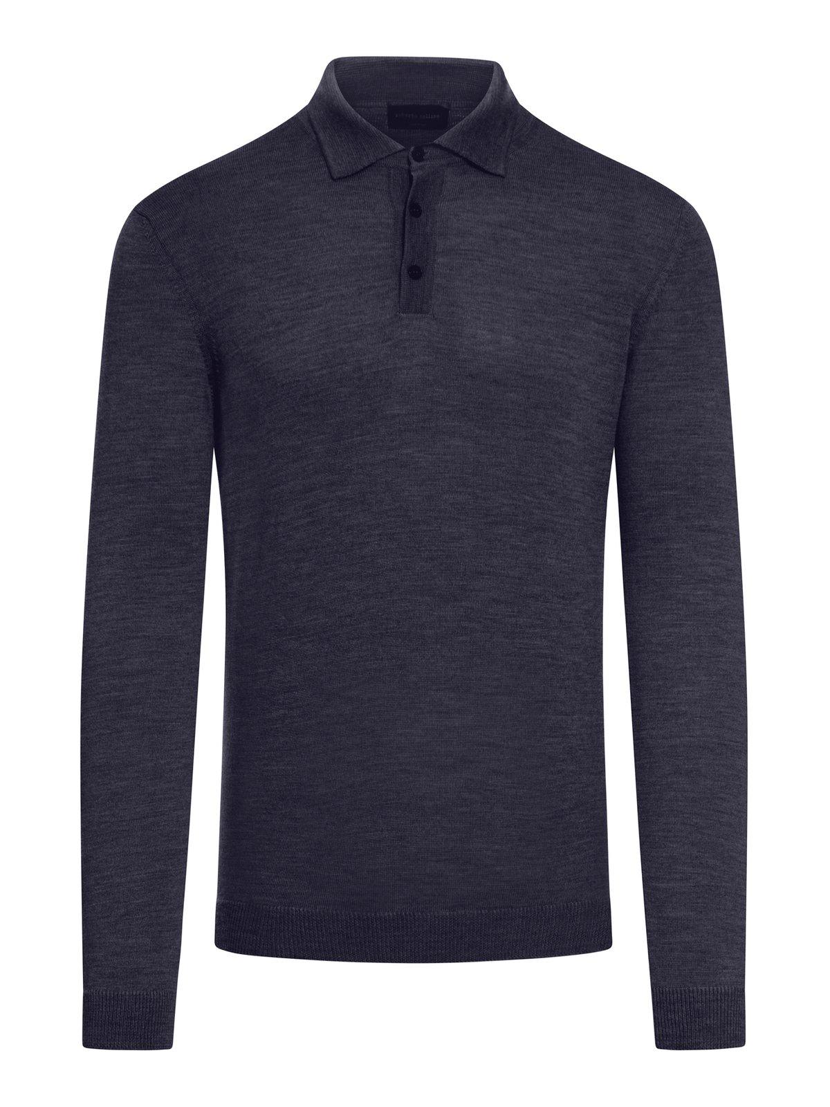 Long Sleeved Knitted Polo Shirt