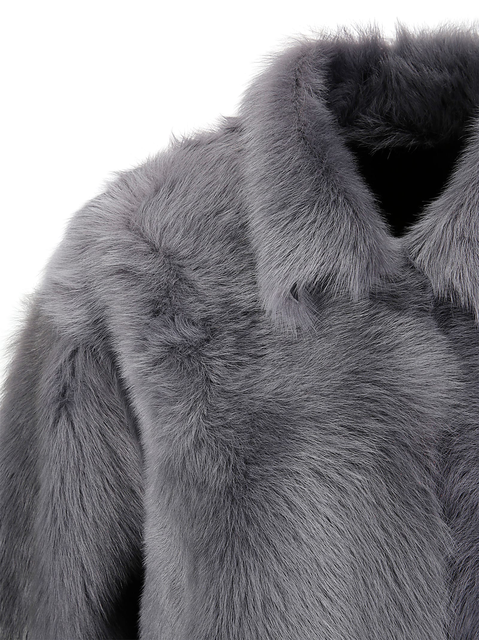 Desa 1972 Reversible Shearling Boxy Jacket In Gray
