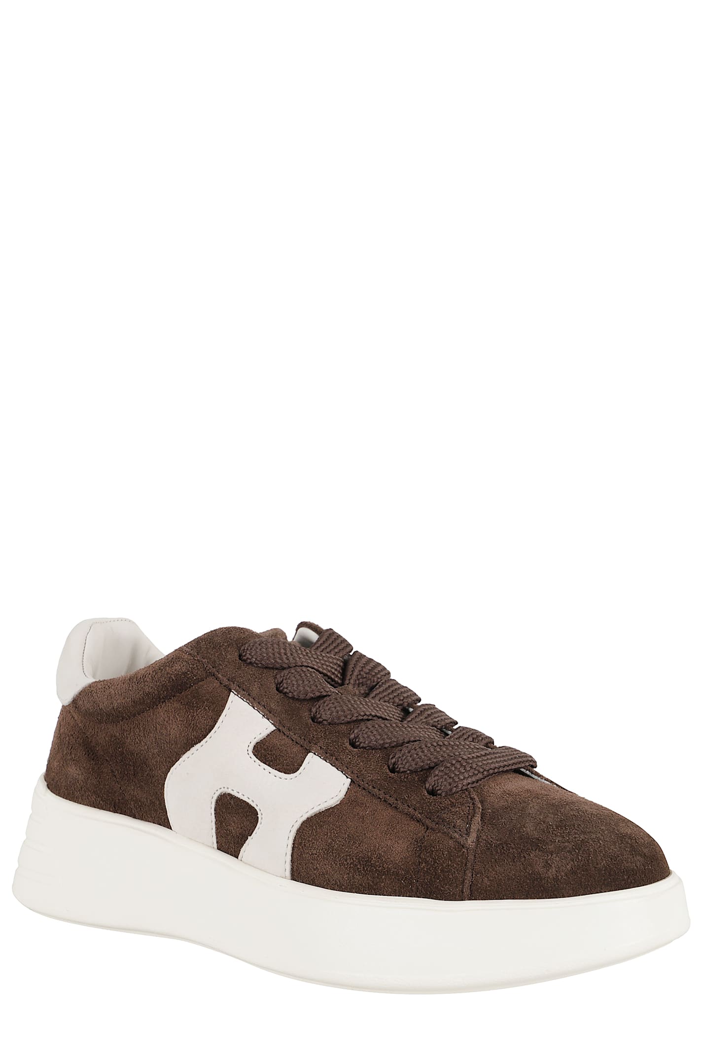 Hogan Suede Upper Sneakers With Rubber Sole In Brown