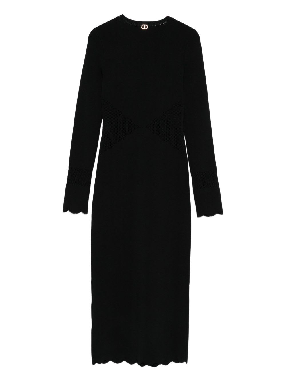 Twinset Dress With Scalloped Edge In Black