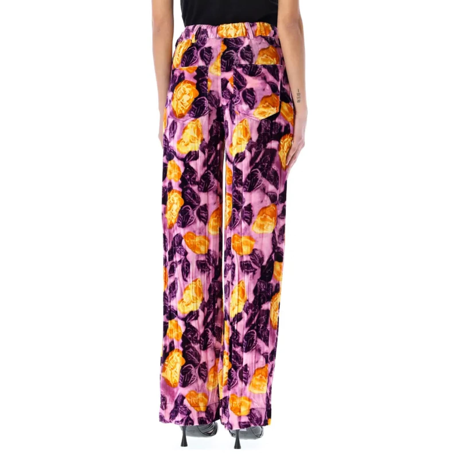 Shop Marni Morning Blossom Velvet Pants In Purple