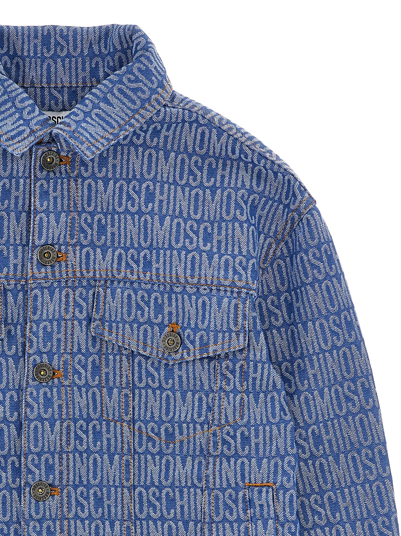 Shop Moschino Logo Denim Jacket In Blue