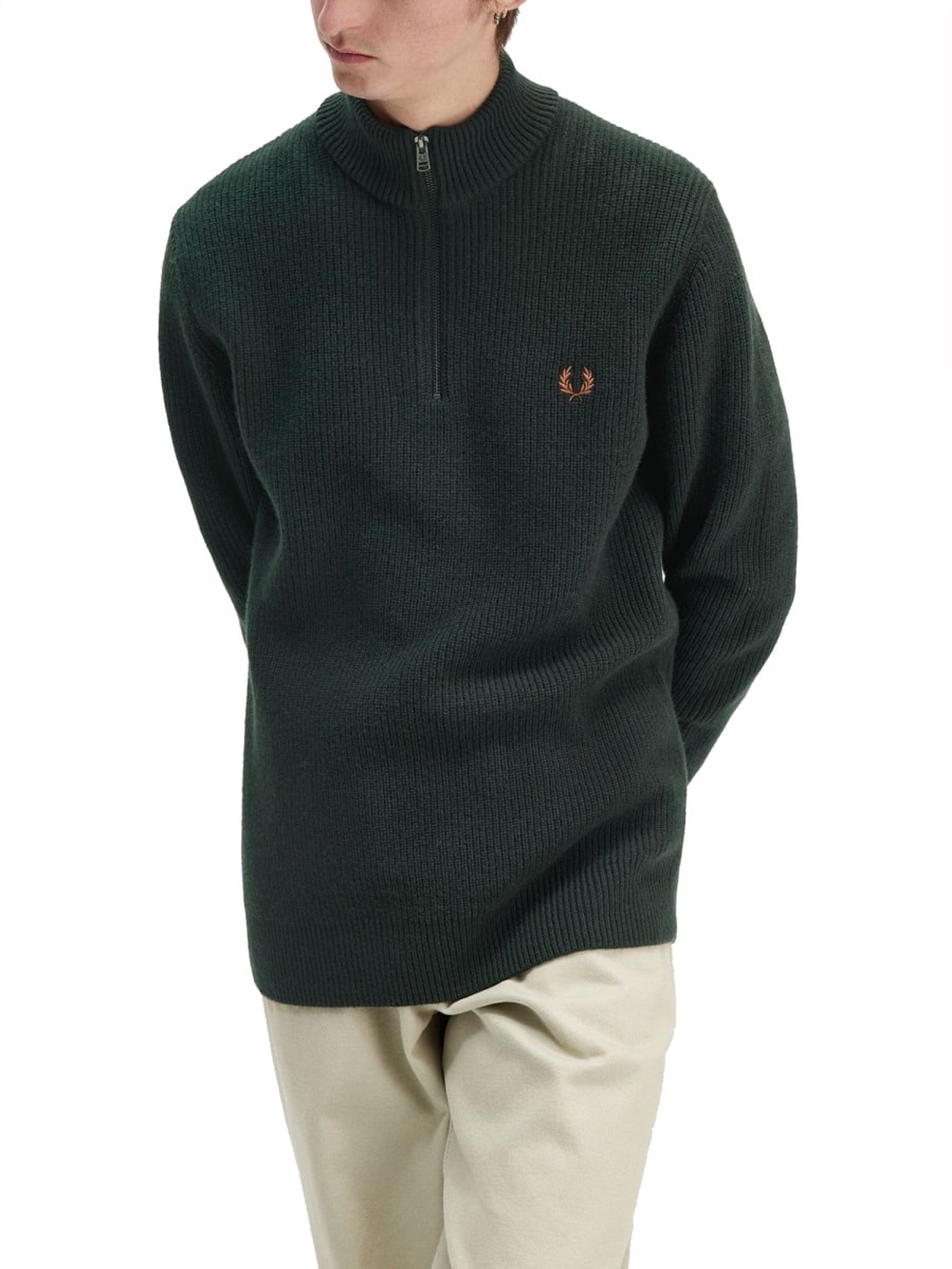 Fred Perry Shirt With Zip. In Green