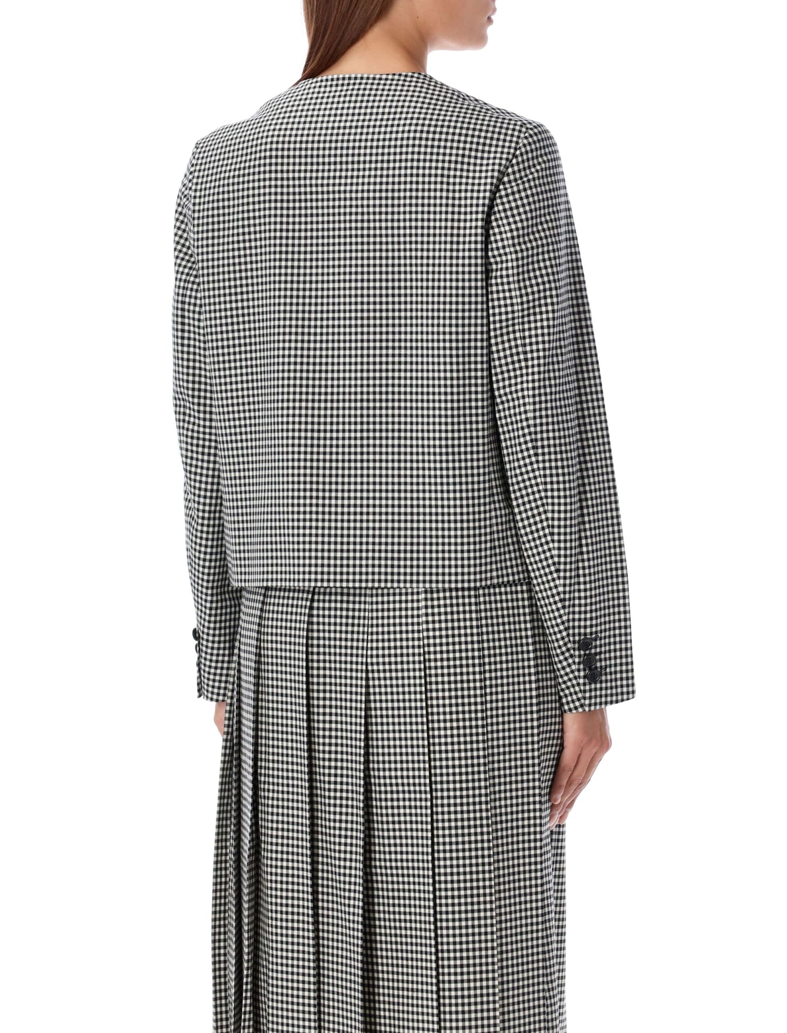 Shop Comme Des Garcons Girl Gingham Cropped Jacket In Black/white