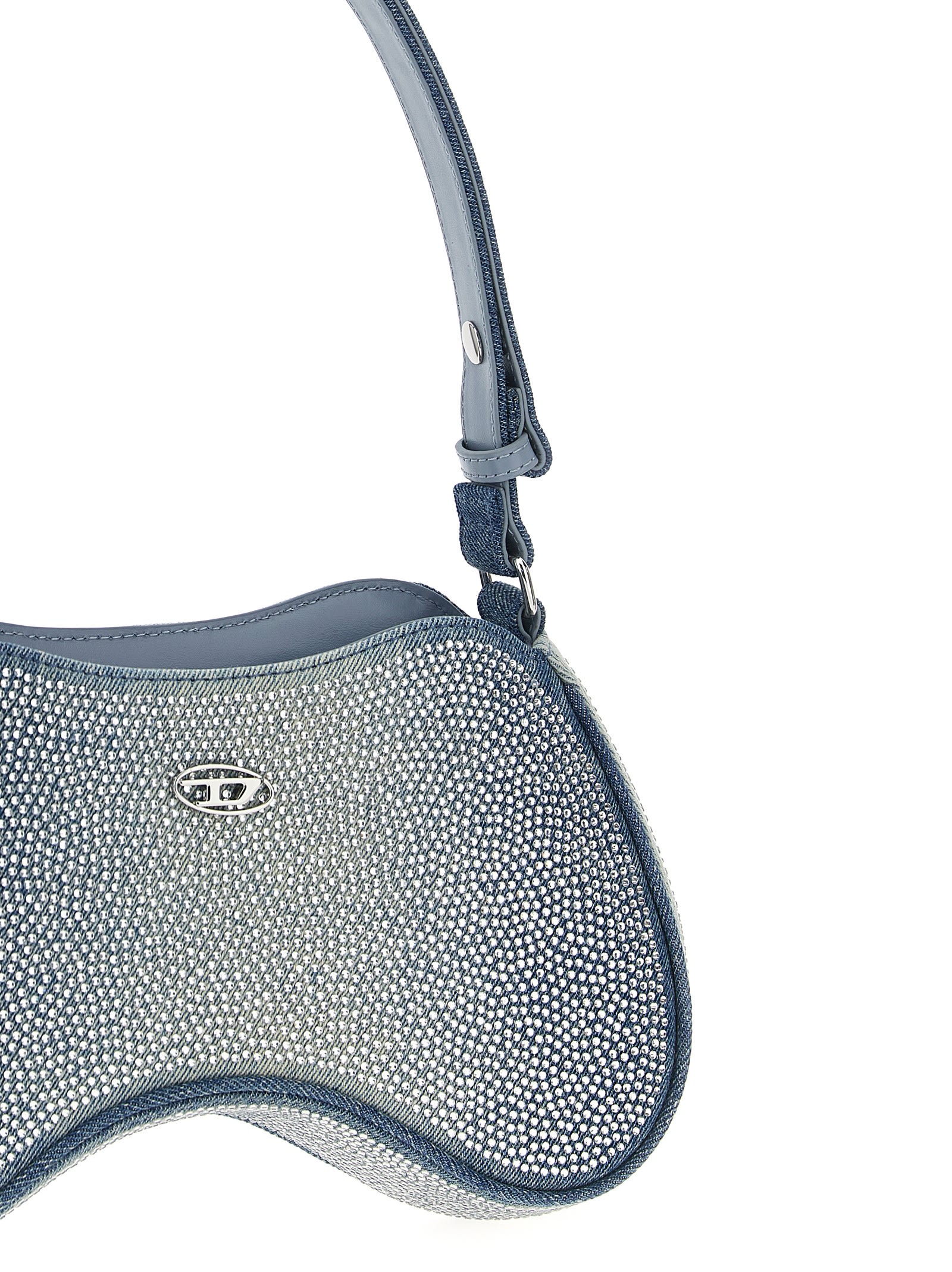 Diesel Rhinestone-embellished Shoulder Bag In Blue